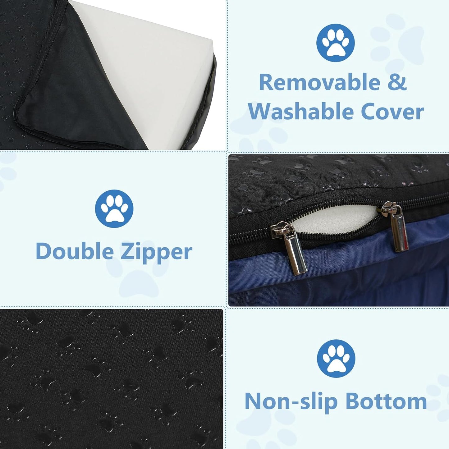 Orthopedic Dog Bed Dog Sofa for Small and Medium Dogs - Cool 900D Oxford Fabric, 3" Egg Crate Foam, Waterproof, Removable Washable Cover, Non-Slip Bottom, 30x20 Inch, Grey