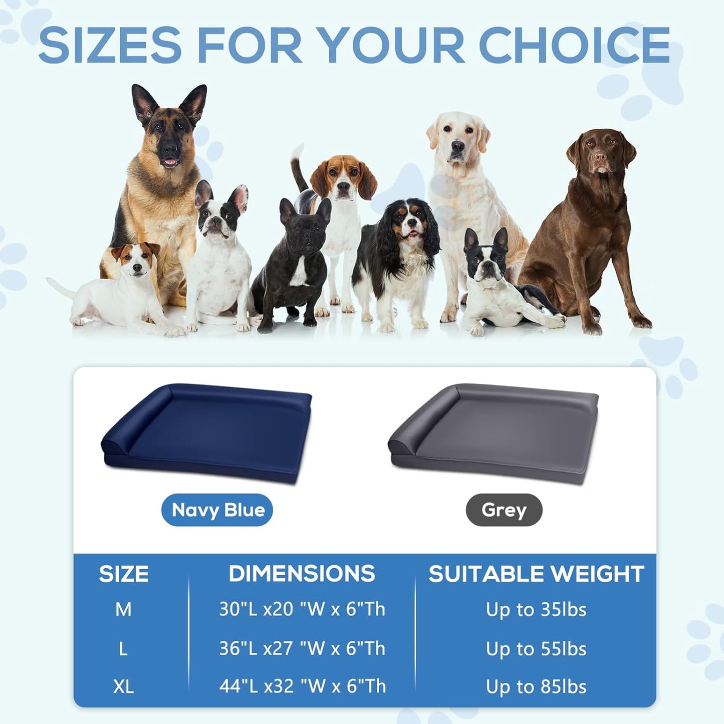 Orthopedic Dog Bed Dog Sofa for Small and Medium Dogs - Cool 900D Oxford Fabric, 3" Egg Crate Foam, Waterproof, Removable Washable Cover, Non-Slip Bottom, 30x20 Inch, Grey