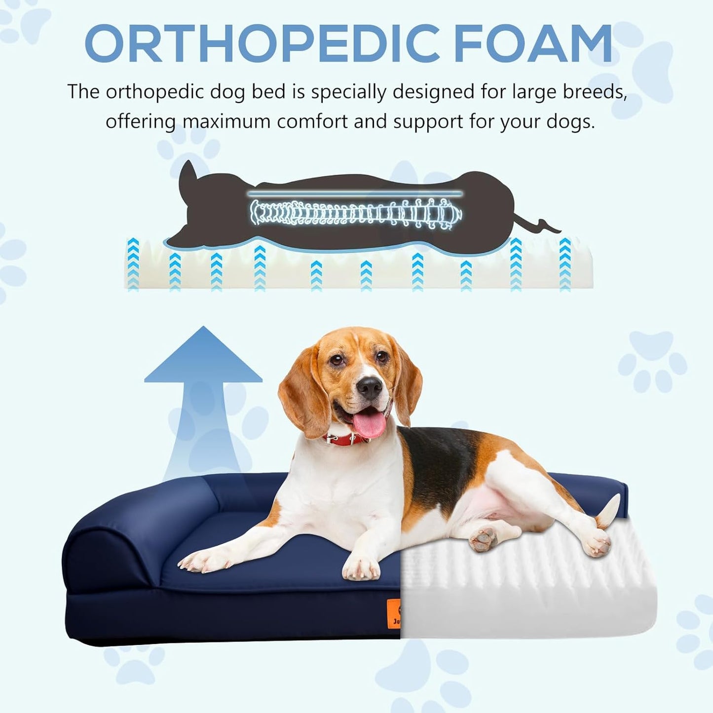 Orthopedic Dog Bed Dog Sofa for Small and Medium Dogs - Cool 900D Oxford Fabric, 3" Egg Crate Foam, Waterproof, Removable Washable Cover, Non-Slip Bottom, 30x20 Inch, Grey