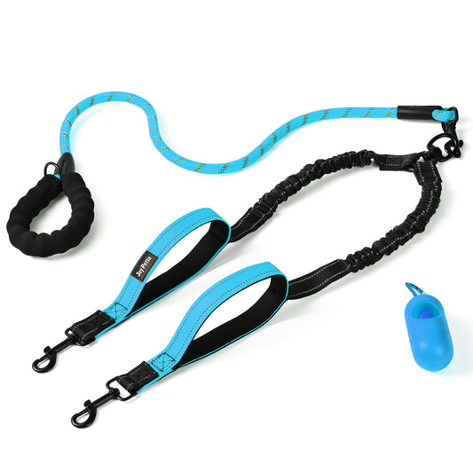 JoyPetto No-Tangle Double Dog Leash with 360° Swivel & Padded Handles
