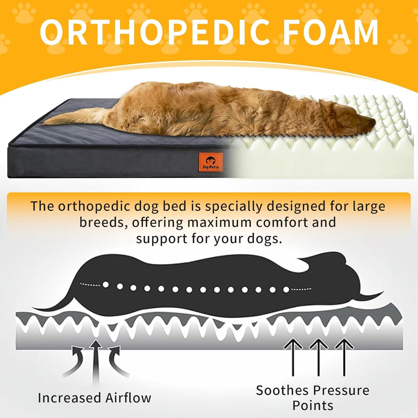 Orthopedic Dog Bed for Medium Dogs - 3" Egg Crate Foam, Waterproof & Machine Washable, Non-Slip Bottom, Ideal for Crate Use, 30x20 Inch, Dark Grey