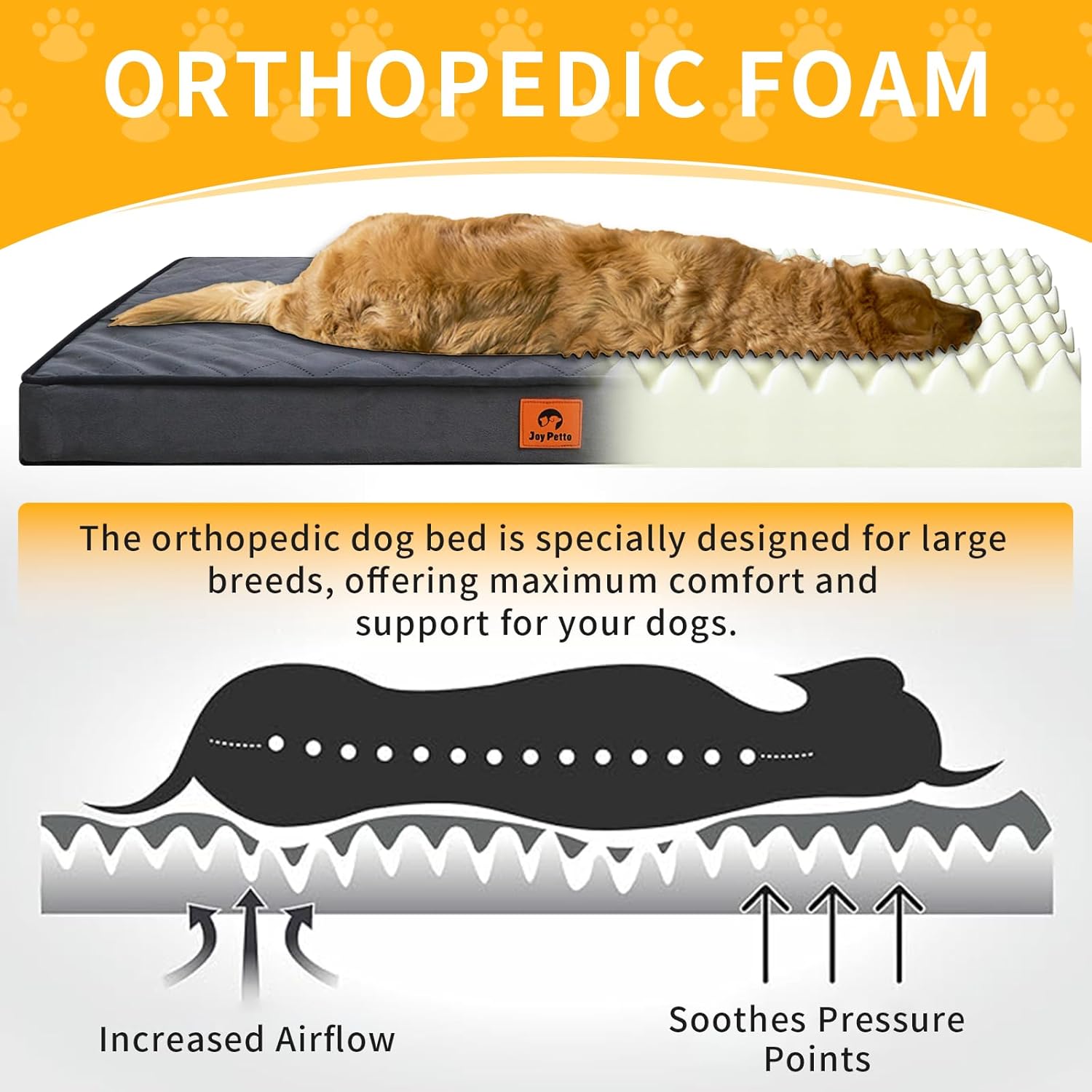 Orthopedic Dog Bed for Medium Dogs - 3" Egg Crate Foam, Waterproof & Machine Washable, Non-Slip Bottom, Ideal for Crate Use, 30x20 Inch, Dark Grey