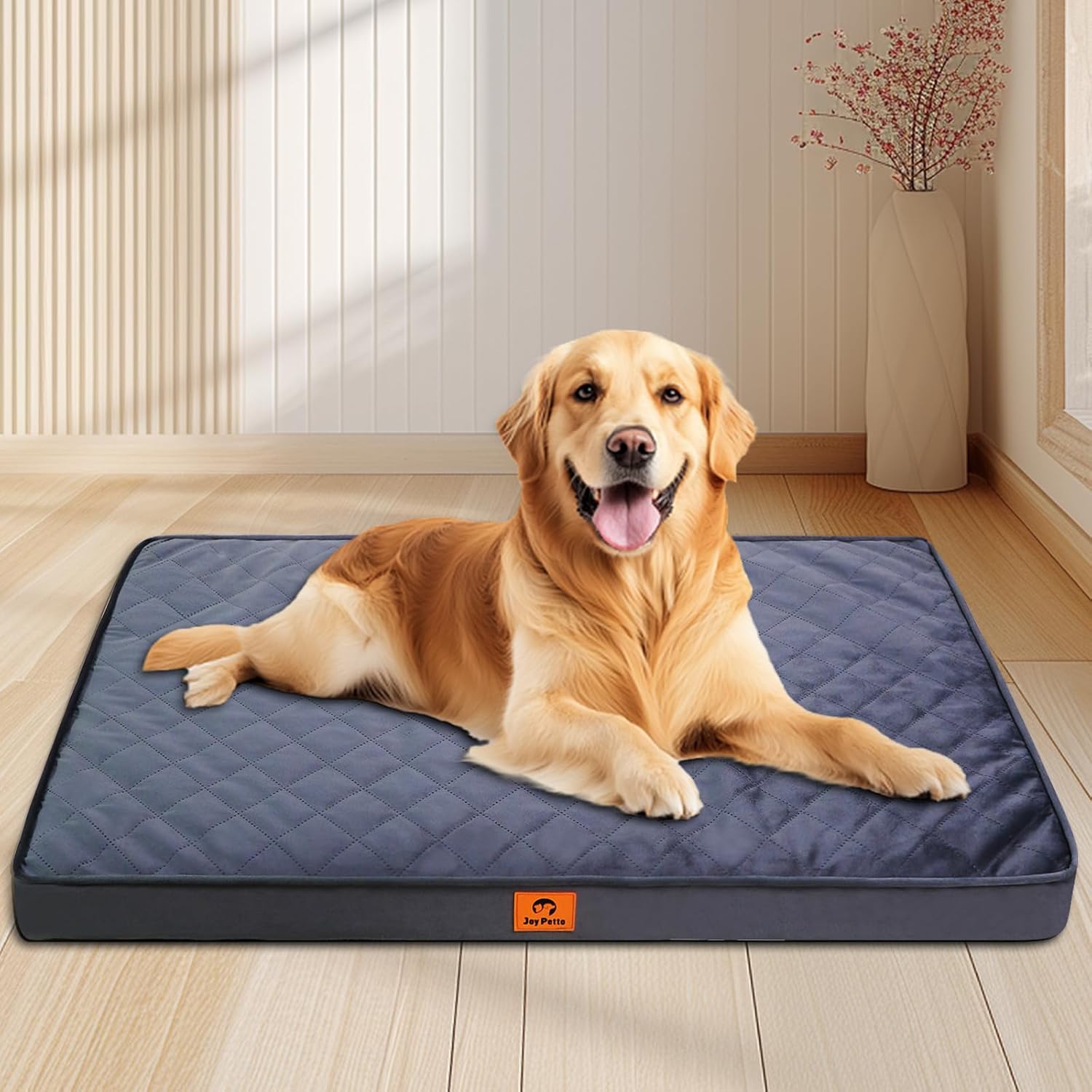 Orthopedic Dog Bed for Medium Dogs - 3" Egg Crate Foam, Waterproof & Machine Washable, Non-Slip Bottom, Ideal for Crate Use, 30x20 Inch, Dark Grey