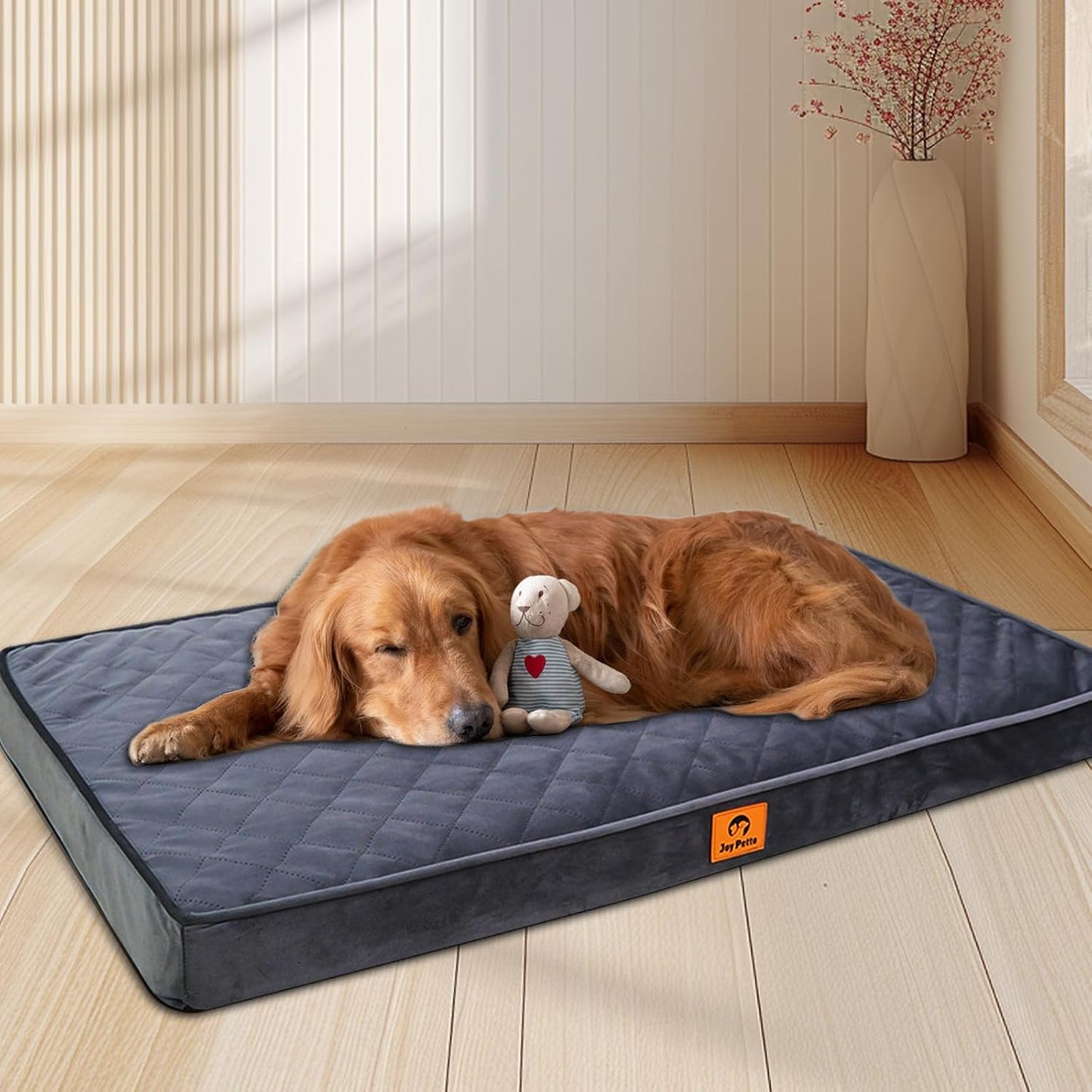 Orthopedic Dog Bed for Medium Dogs - 3" Egg Crate Foam, Waterproof & Machine Washable, Non-Slip Bottom, Ideal for Crate Use, 30x20 Inch, Dark Grey