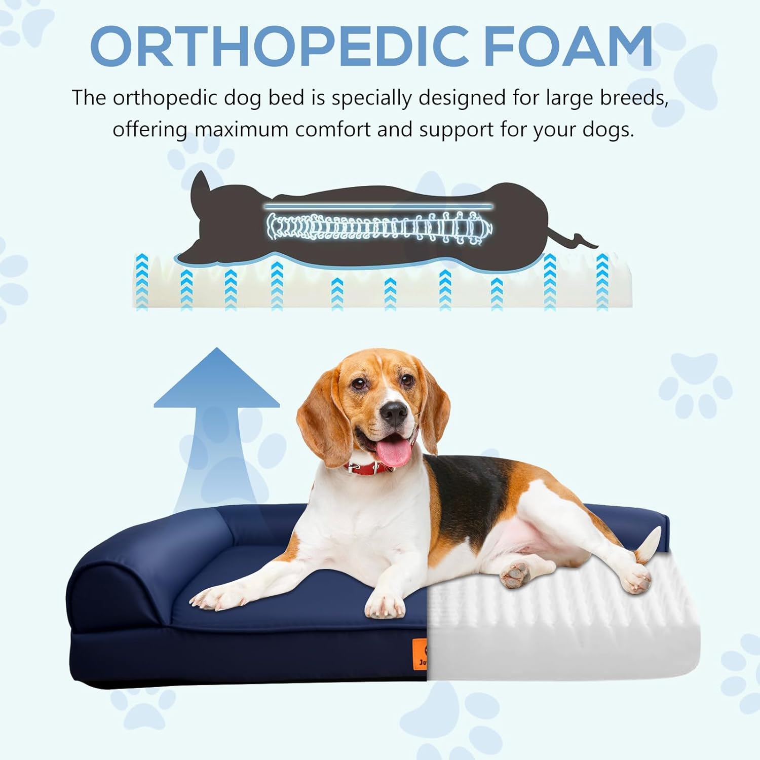 Orthopedic Dog Bed Dog Sofa for Small and Medium Dogs - Cool 900D Oxford Fabric, 3" Egg Crate Foam, Waterproof, Removable Washable Cover, Non-Slip Bottom, 30x20 Inch, Grey
