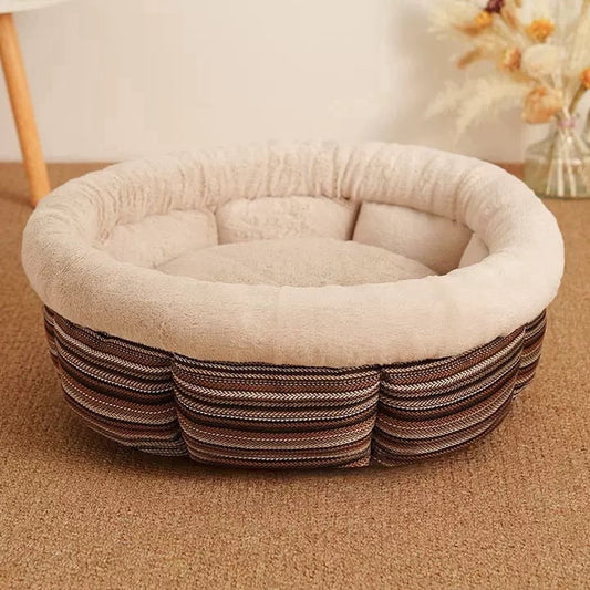 JoyPetto Calming Round Pet Bed for Cats, Small Dogs and Rabbits — Small