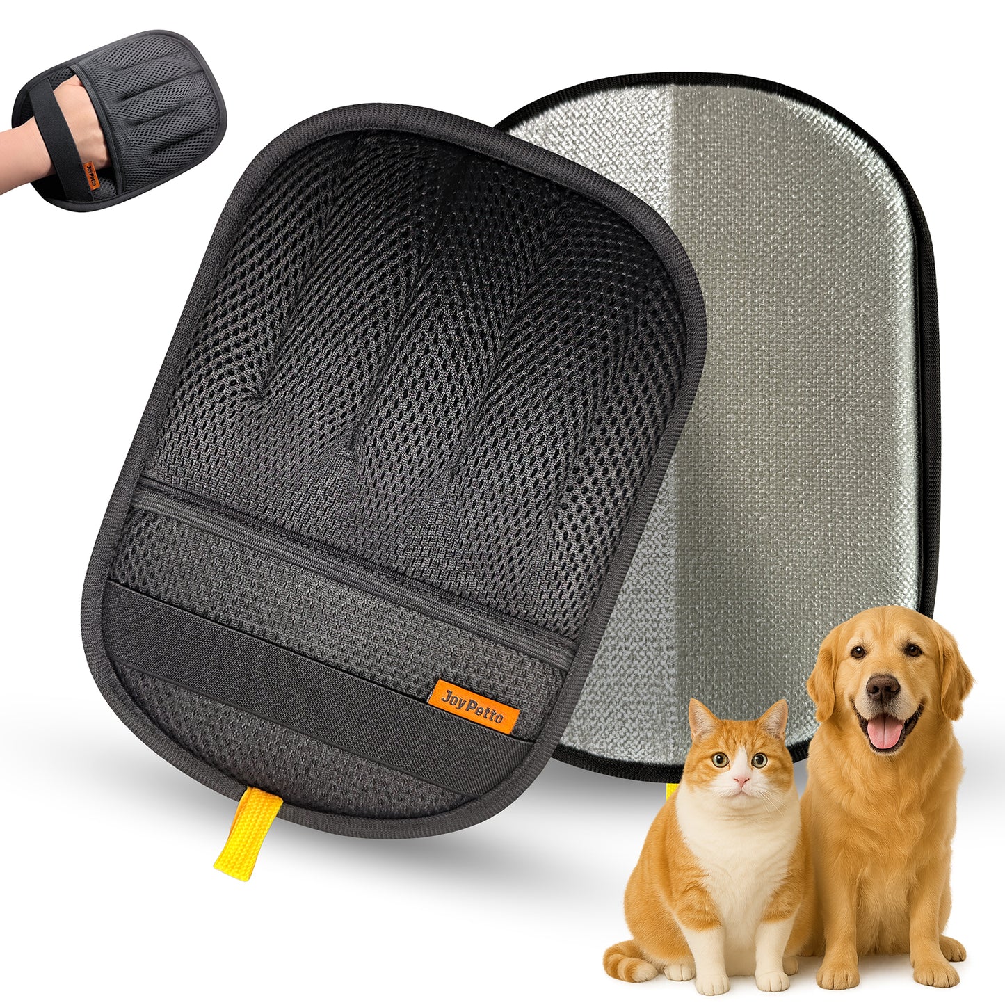 JoyPetto Reusable Pet Hair Removal Gloves for Pets, Furniture & Cars