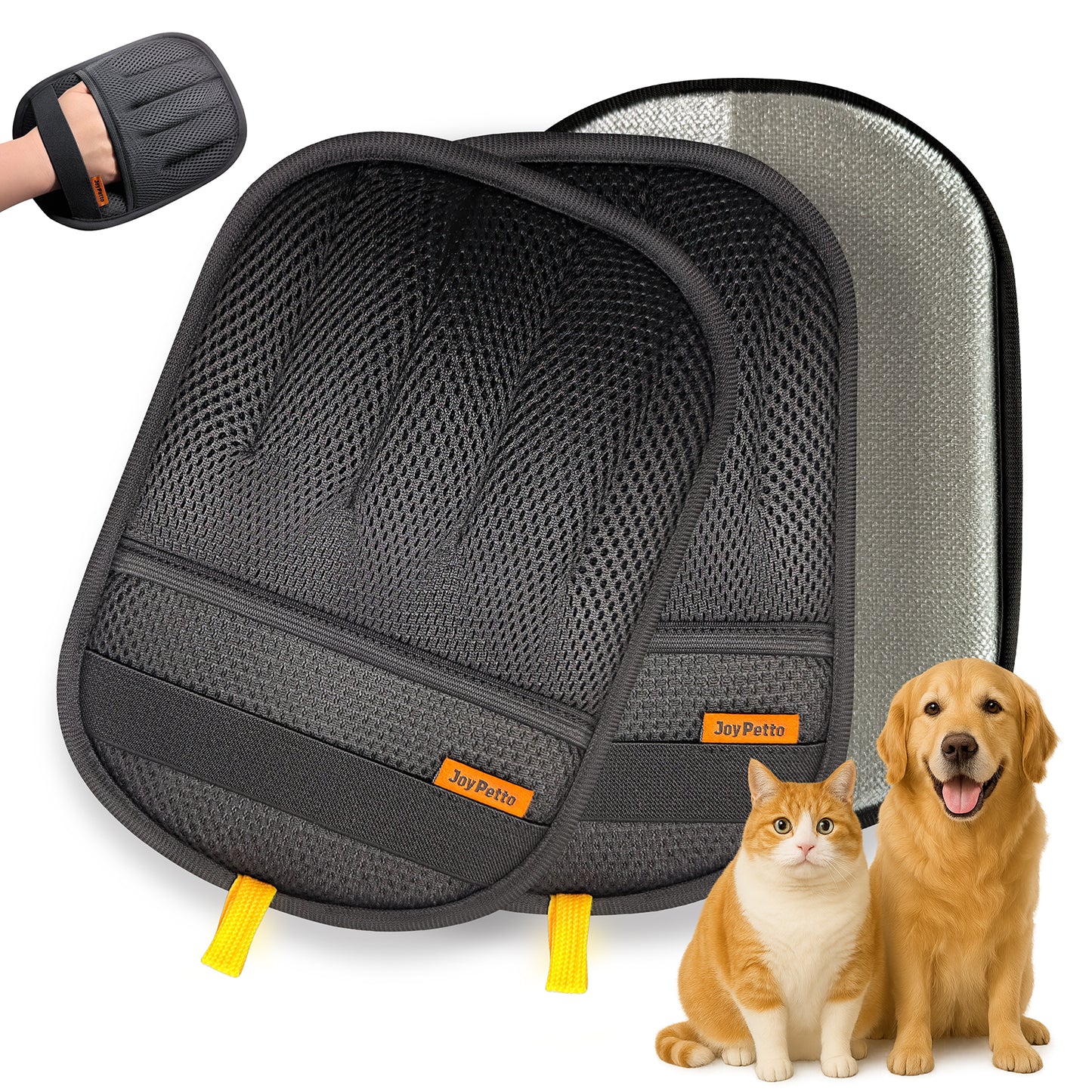 JoyPetto Reusable Pet Hair Removal Gloves for Pets, Furniture & Cars