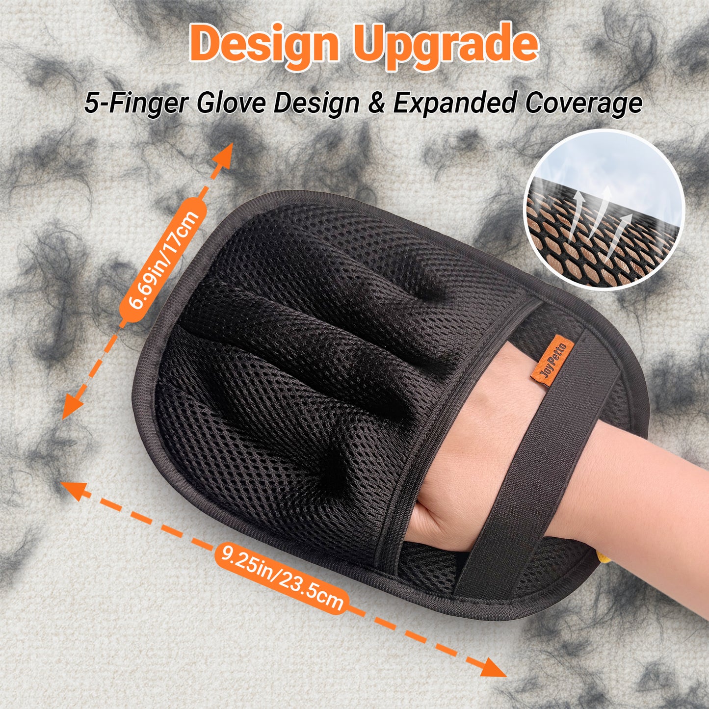 JoyPetto Reusable Pet Hair Removal Gloves for Pets, Furniture & Cars