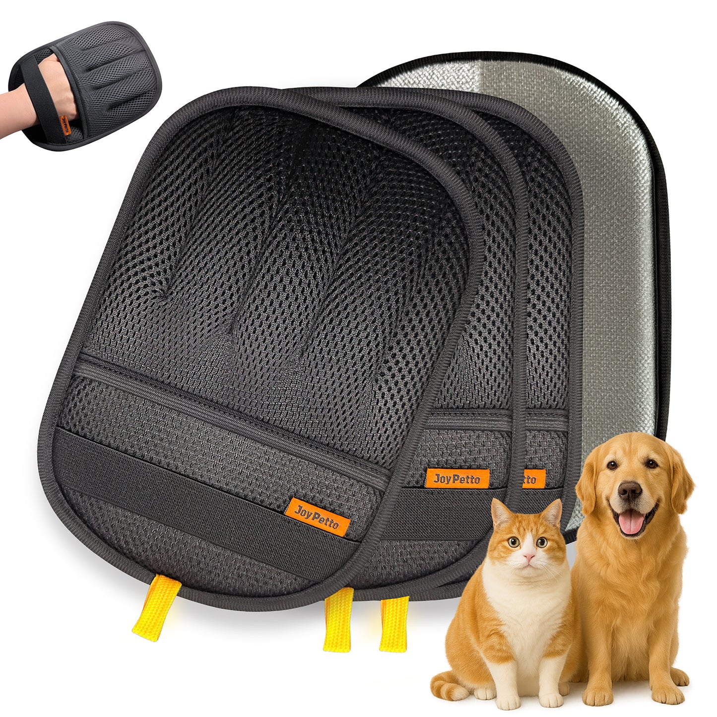 JoyPetto Reusable Pet Hair Removal Gloves for Pets, Furniture & Cars