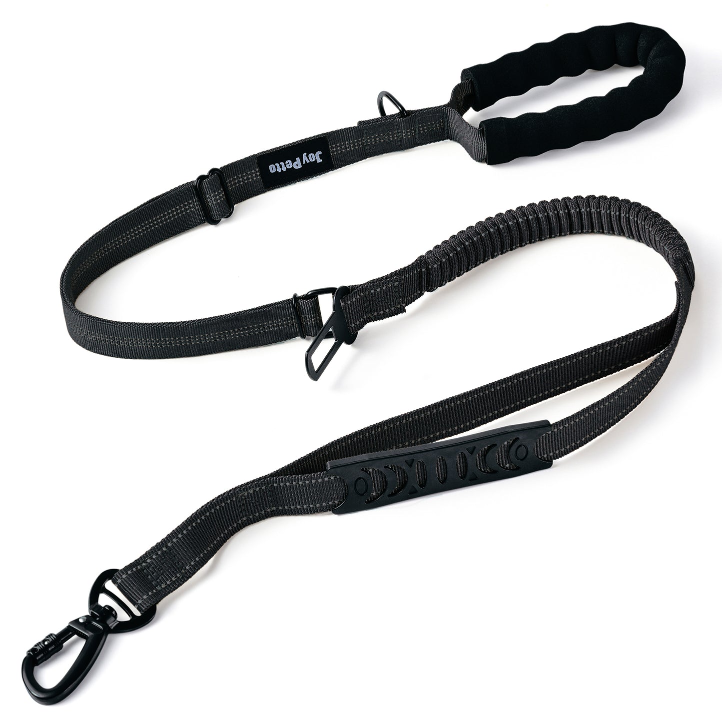 JoyPetto Tactical Bungee Dog Leash with Seatbelt Clip & Reflective Trim