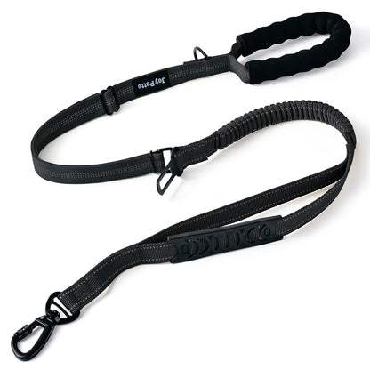 JoyPetto Tactical Bungee Dog Leash with Seatbelt Clip & Reflective Trim