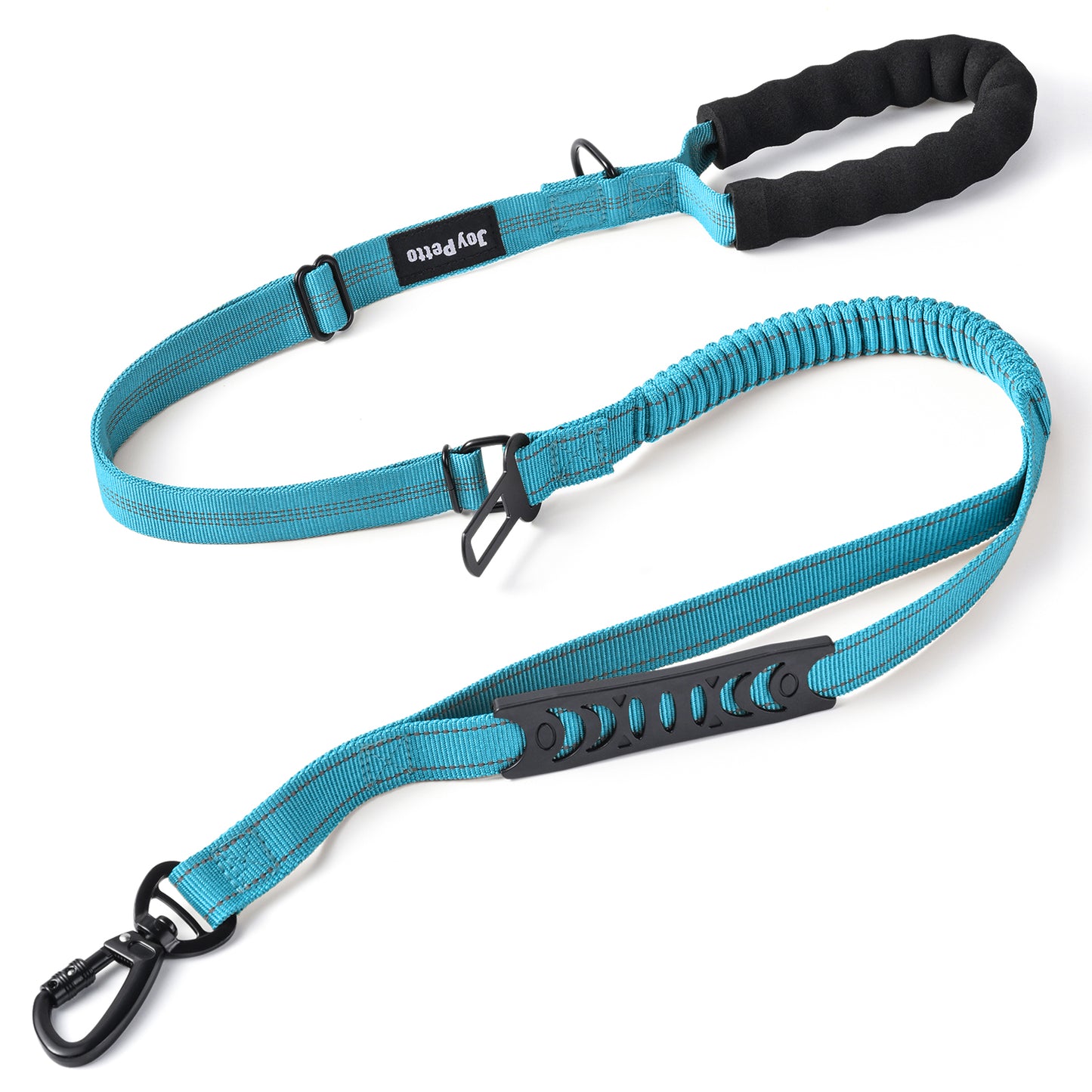 JoyPetto Tactical Bungee Dog Leash with Seatbelt Clip & Reflective Trim