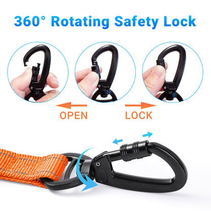 JoyPetto Tactical Bungee Dog Leash with Seatbelt Clip & Reflective Trim