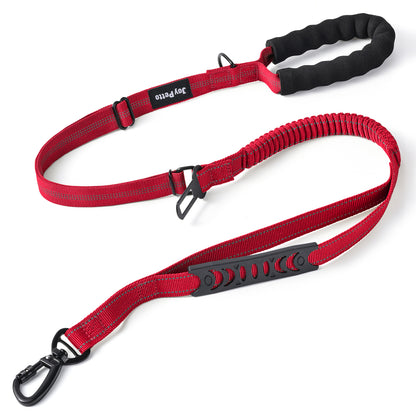 JoyPetto Tactical Bungee Dog Leash with Seatbelt Clip & Reflective Trim