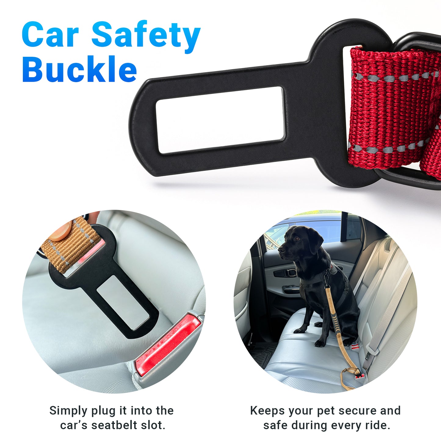 JoyPetto Tactical Bungee Dog Leash with Seatbelt Clip & Reflective Trim