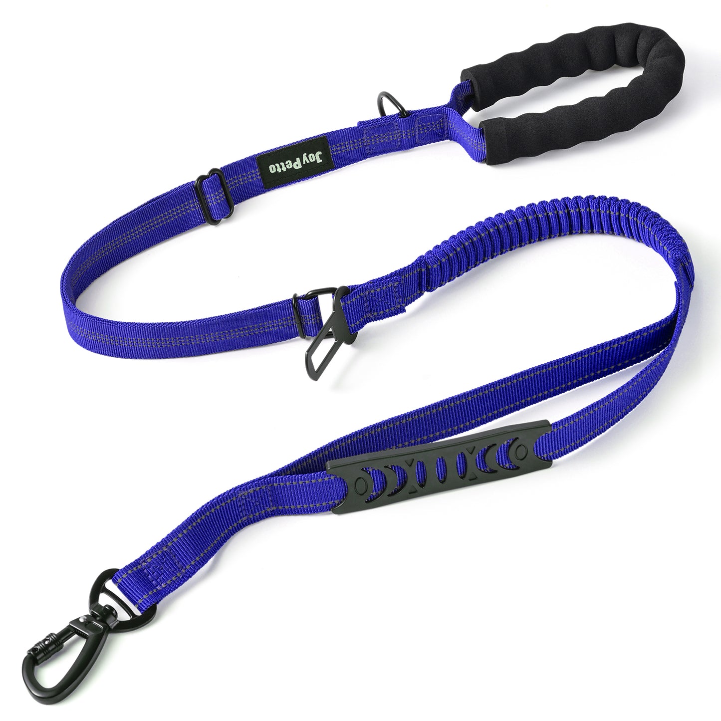 JoyPetto Tactical Bungee Dog Leash with Seatbelt Clip & Reflective Trim