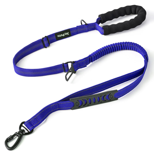 JoyPetto Tactical Bungee Dog Leash with Seatbelt Clip & Reflective Trim