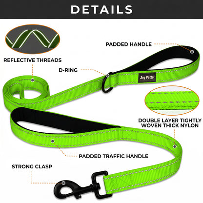 JoyPetto 6 ft Reflective Dog Leash with Dual Padded Handles
