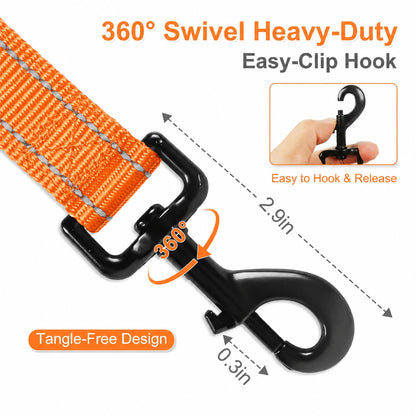 JoyPetto 6 ft Reflective Dog Leash with Dual Padded Handles
