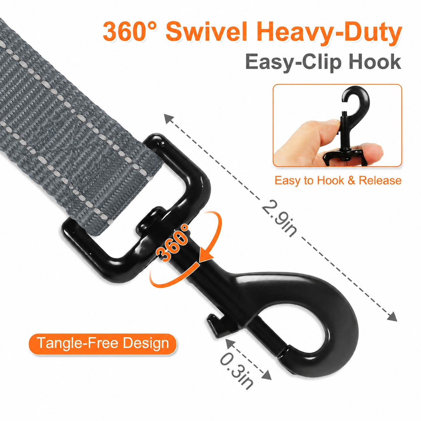 JoyPetto 6 ft Reflective Dog Leash with Dual Padded Handles