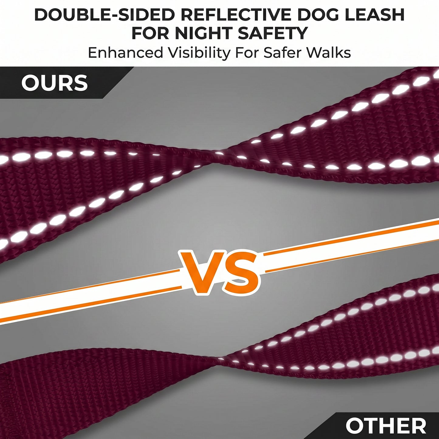 JoyPetto 6 ft Reflective Dog Leash with Dual Padded Handles
