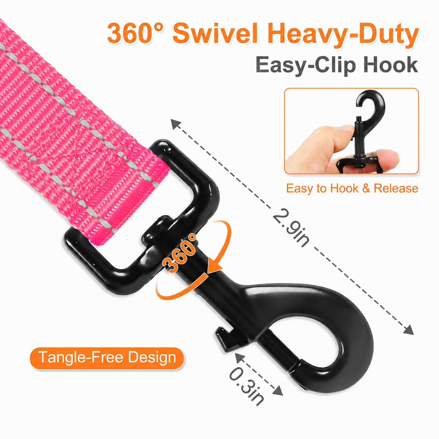 JoyPetto 6 ft Reflective Dog Leash with Dual Padded Handles