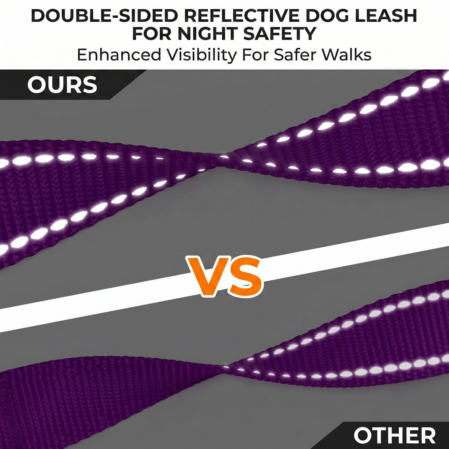 JoyPetto 6 ft Reflective Dog Leash with Dual Padded Handles