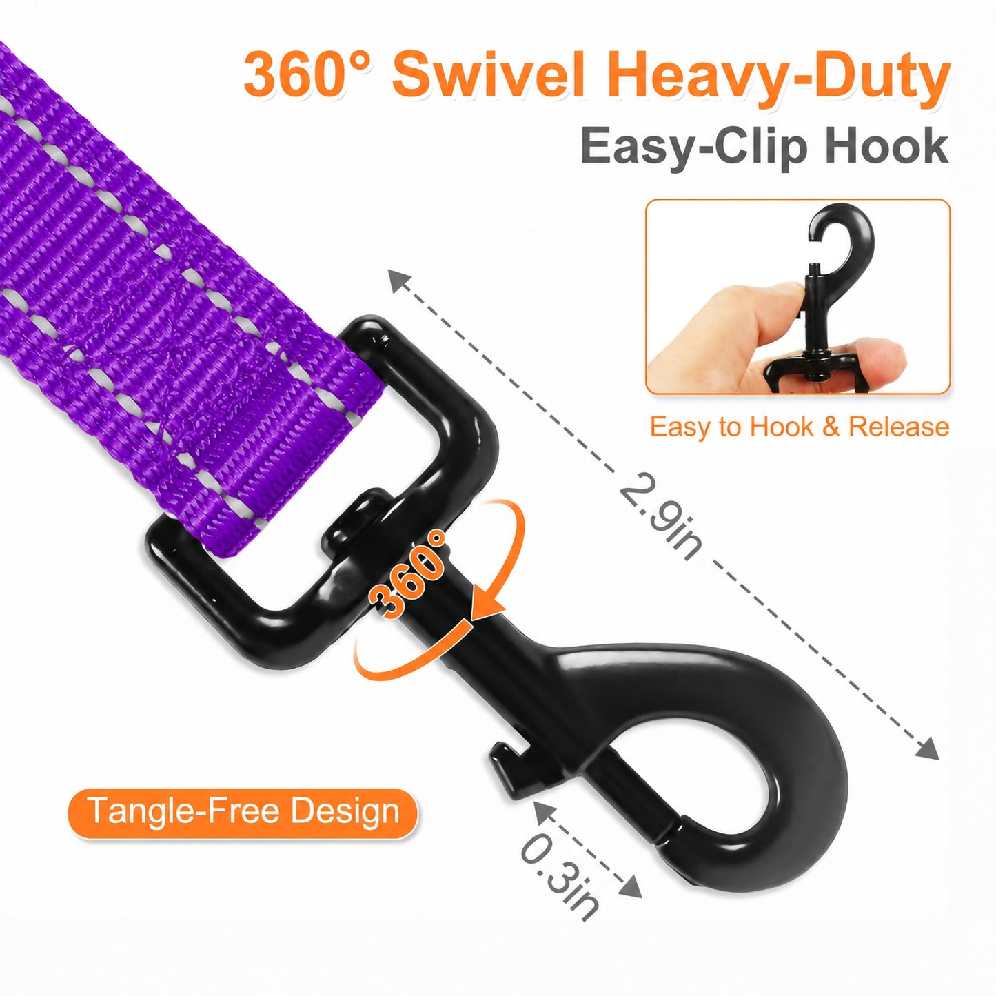 JoyPetto 6 ft Reflective Dog Leash with Dual Padded Handles