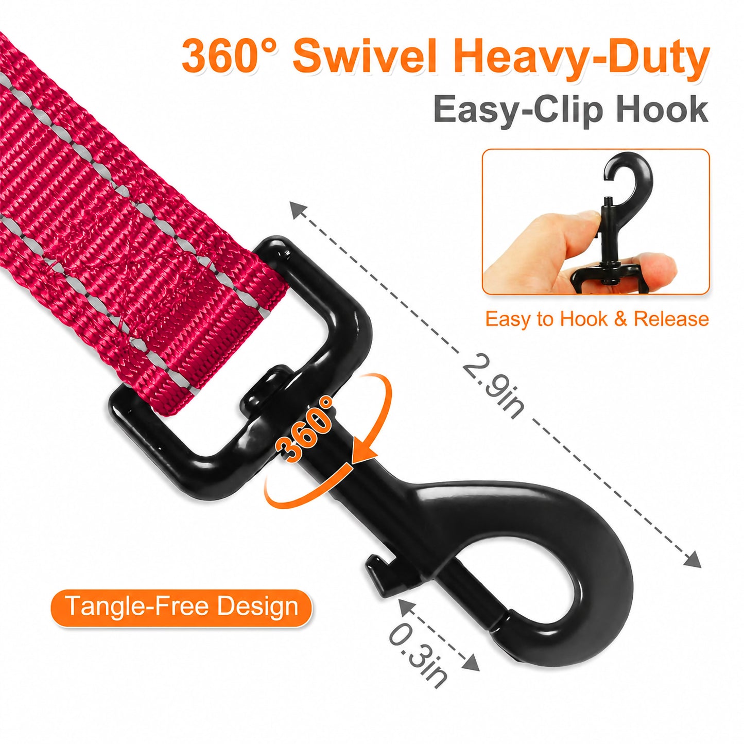 JoyPetto 6 ft Reflective Dog Leash with Dual Padded Handles