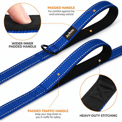 JoyPetto 6 ft Reflective Dog Leash with Dual Padded Handles