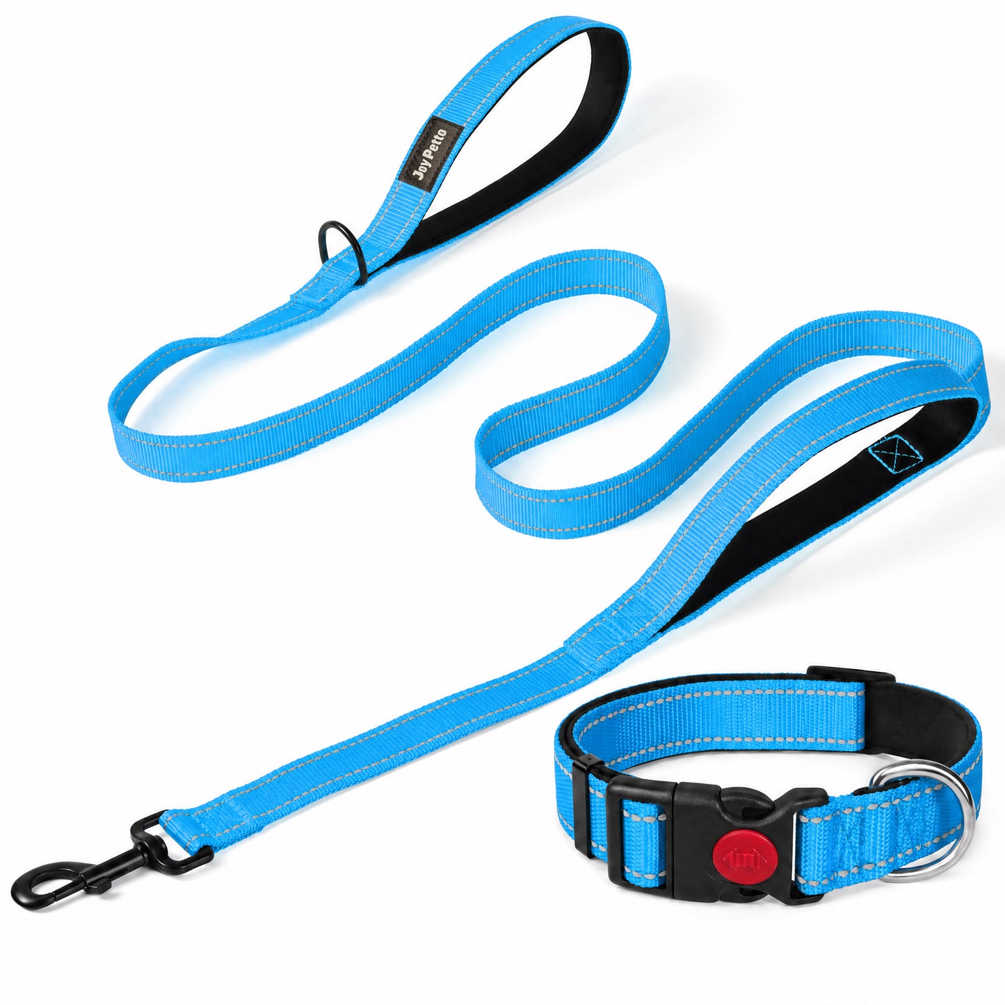JoyPetto Reflective Dog Collar & 6 ft Dual-Handle Leash Set