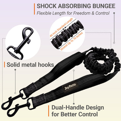 JoyPetto Hands-Free Bungee Dog Leash with Waist Belt & Dual Handles