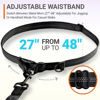JoyPetto Hands-Free Bungee Dog Leash with Waist Belt & Dual Handles