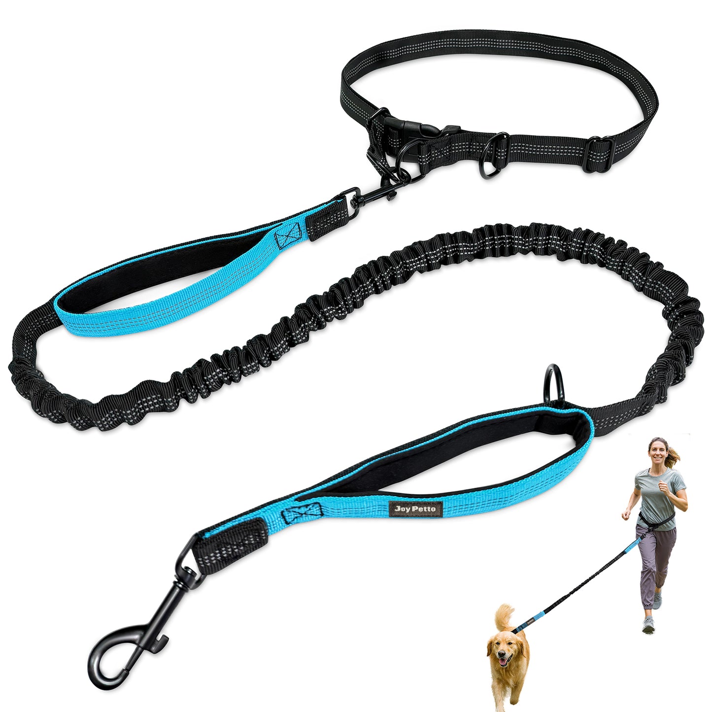 JoyPetto Hands-Free Bungee Dog Leash with Waist Belt & Dual Handles