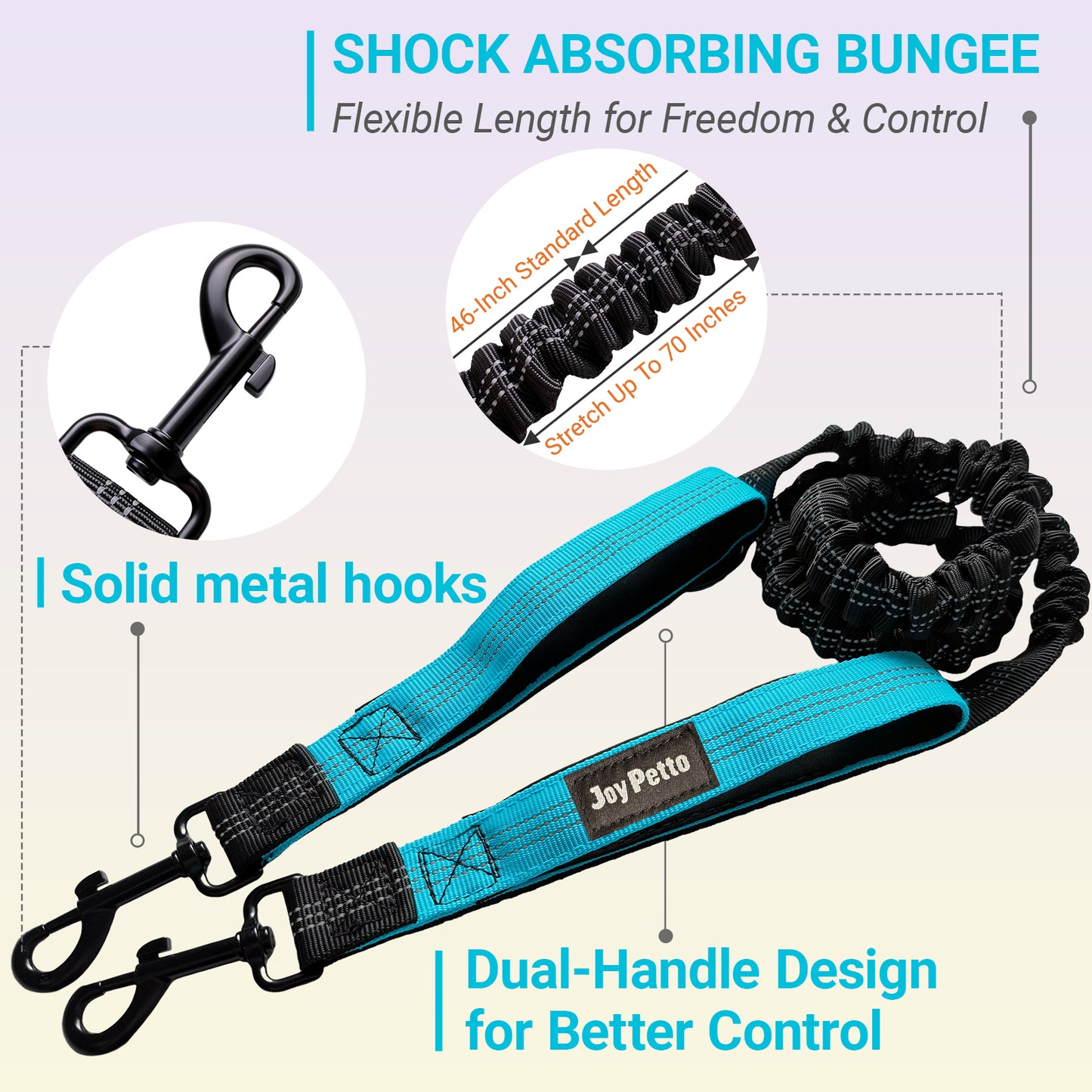 JoyPetto Hands-Free Bungee Dog Leash with Waist Belt & Dual Handles