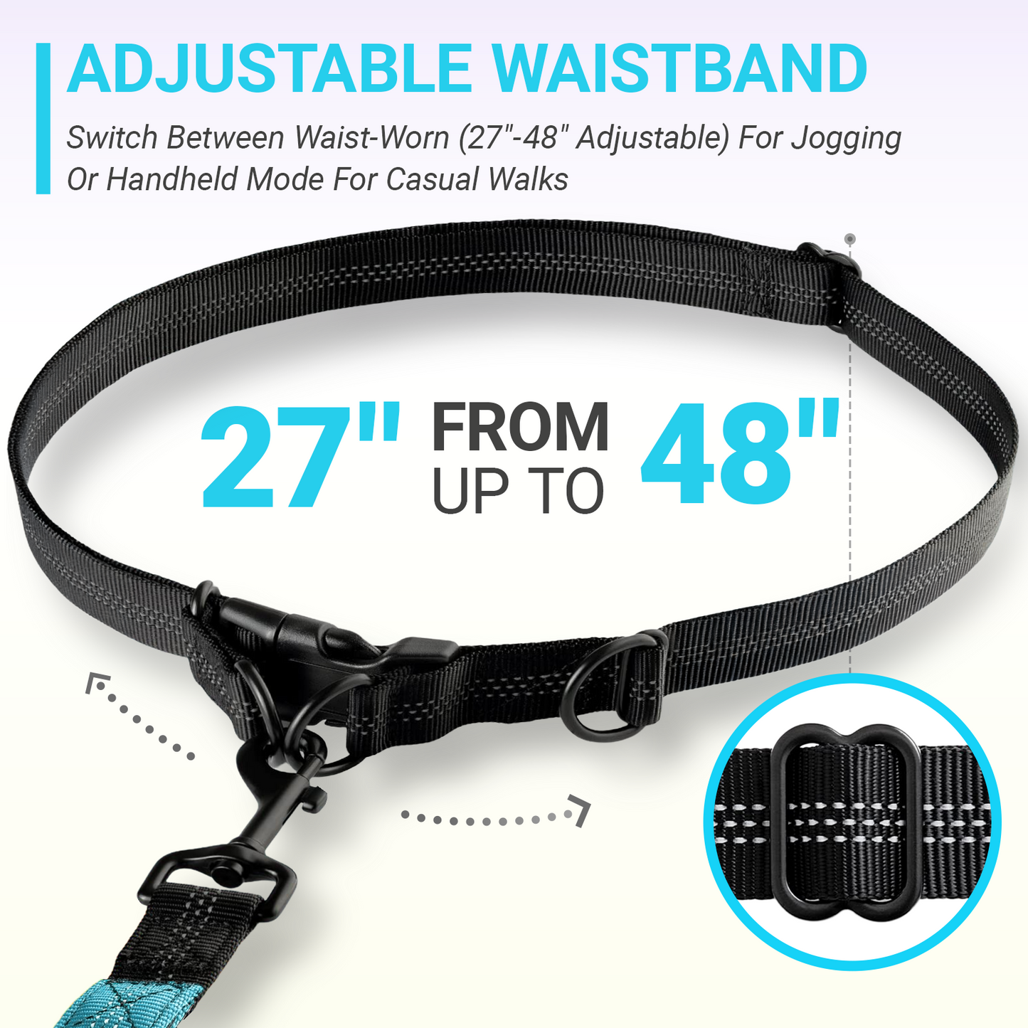 JoyPetto Hands-Free Bungee Dog Leash with Waist Belt & Dual Handles