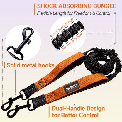 JoyPetto Hands-Free Bungee Dog Leash with Waist Belt & Dual Handles