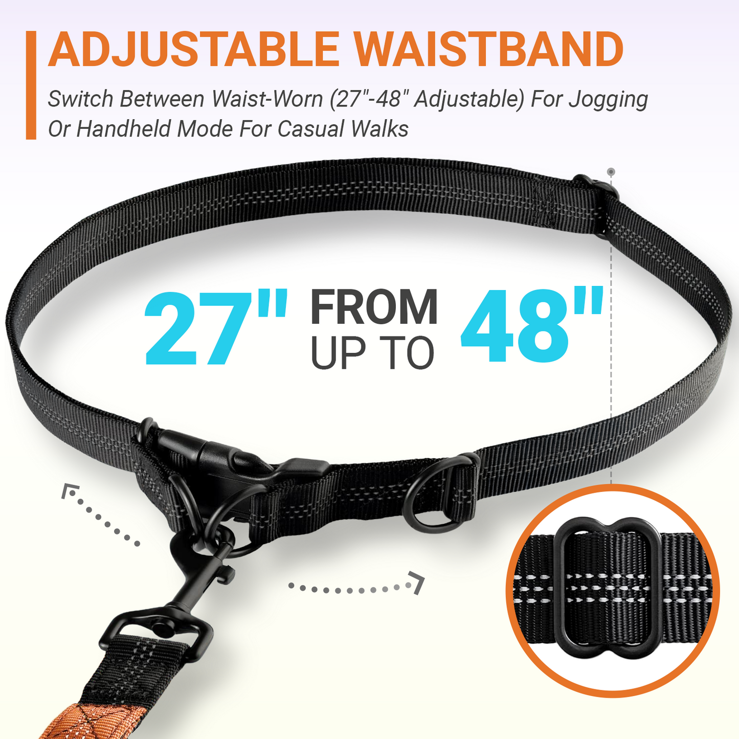 JoyPetto Hands-Free Bungee Dog Leash with Waist Belt & Dual Handles