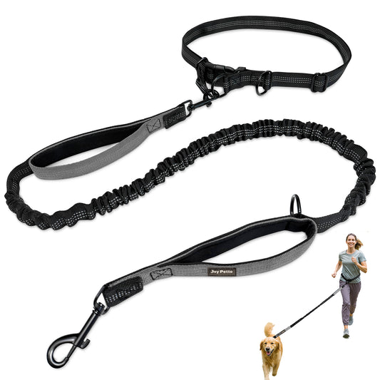 JoyPetto Hands-Free Bungee Dog Leash with Waist Belt & Dual Handles