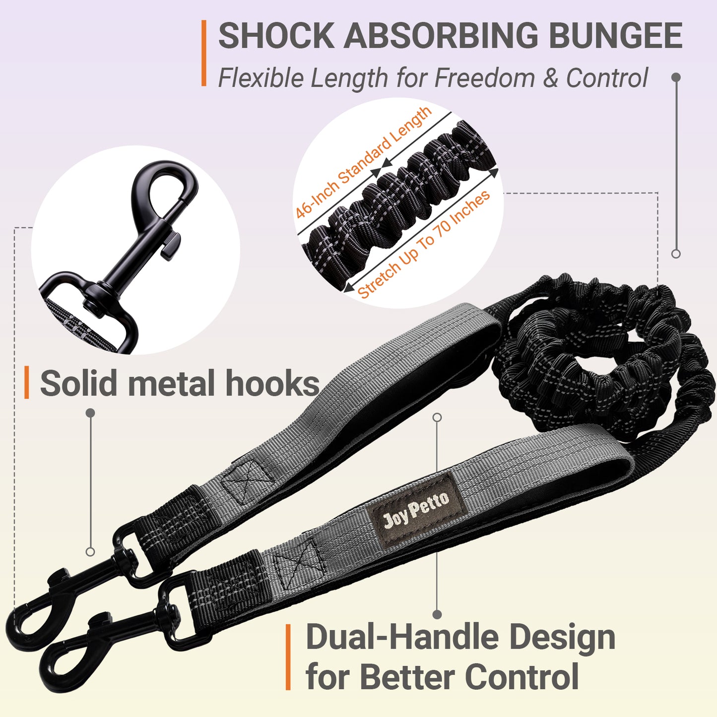 JoyPetto Hands-Free Bungee Dog Leash with Waist Belt & Dual Handles