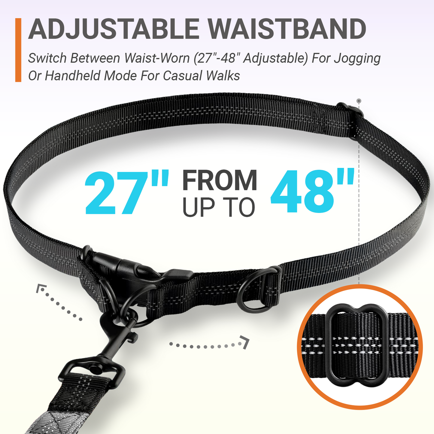 JoyPetto Hands-Free Bungee Dog Leash with Waist Belt & Dual Handles