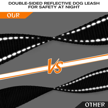 JoyPetto Reflective Dog Collar & 6 ft Dual-Handle Leash Set