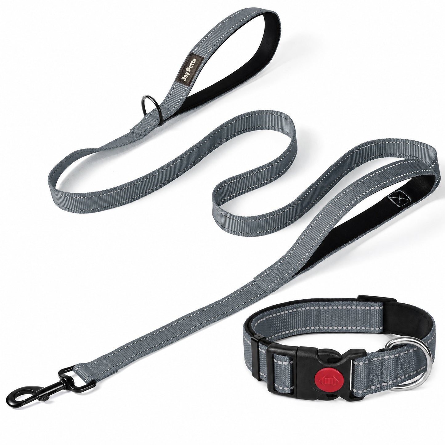 JoyPetto Reflective Dog Collar & 6 ft Dual-Handle Leash Set
