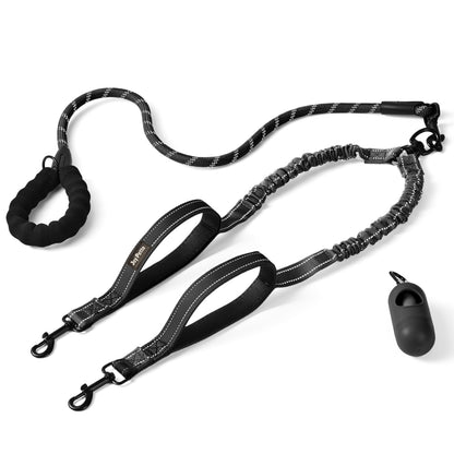 JoyPetto No-Tangle Double Dog Leash with 360° Swivel & Padded Handles
