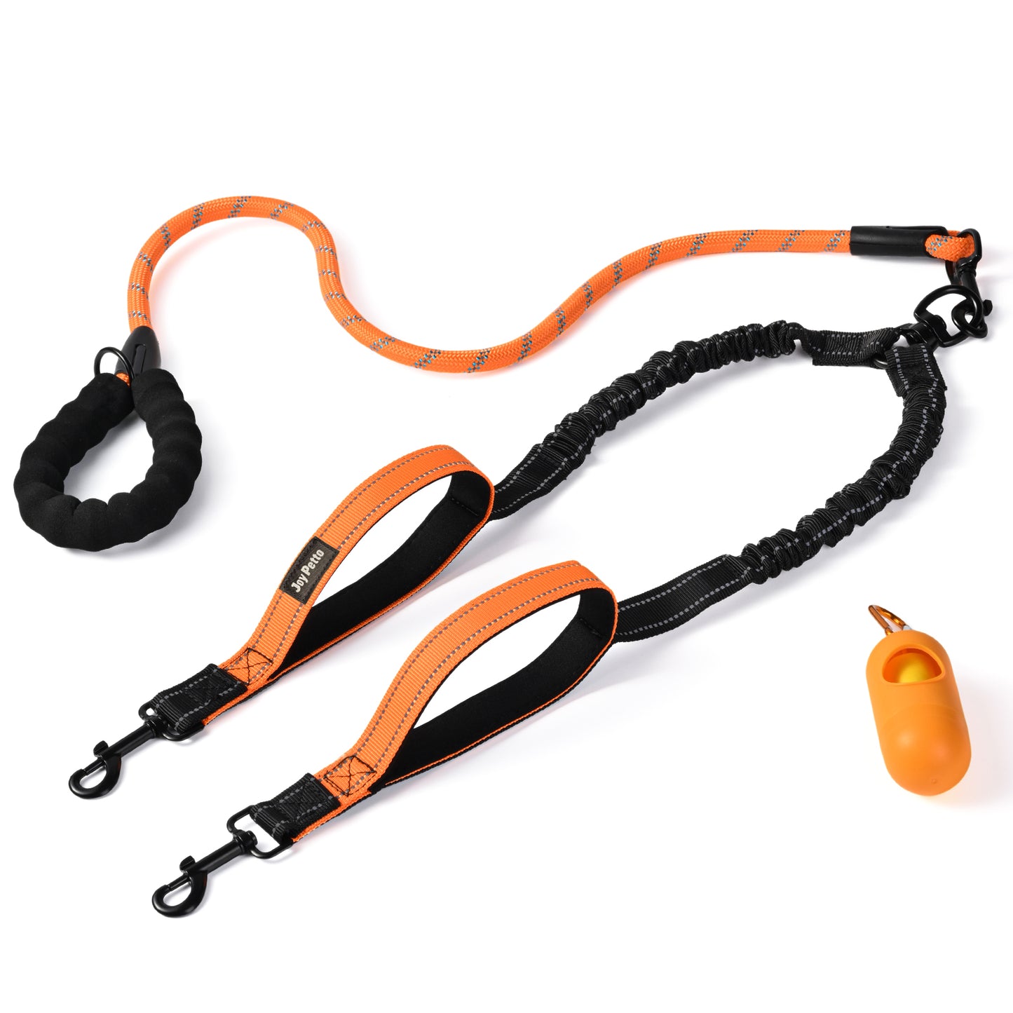 JoyPetto No-Tangle Double Dog Leash with 360° Swivel & Padded Handles