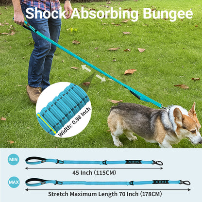 JoyPetto No-Pull Bungee Dog Leash with Seatbelt Clip & Dual Handles
