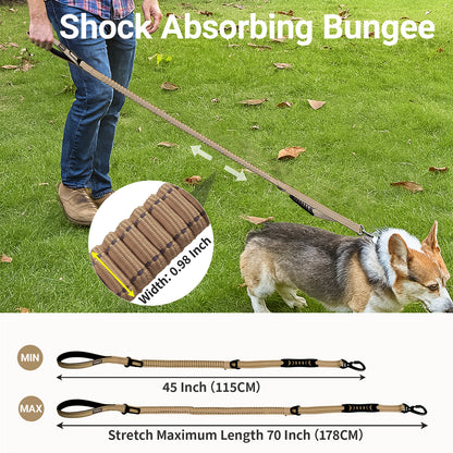 JoyPetto No-Pull Bungee Dog Leash with Seatbelt Clip & Dual Handles