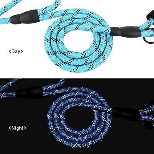 JoyPetto 6 ft Reflective Rope Dog Leash with Dual Traffic Handles