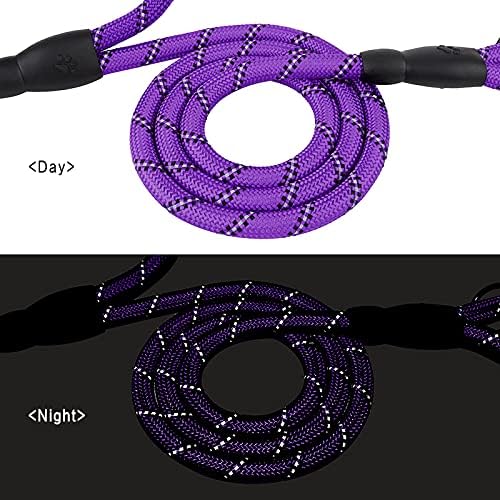 JoyPetto 6 ft Reflective Rope Dog Leash with Dual Traffic Handles